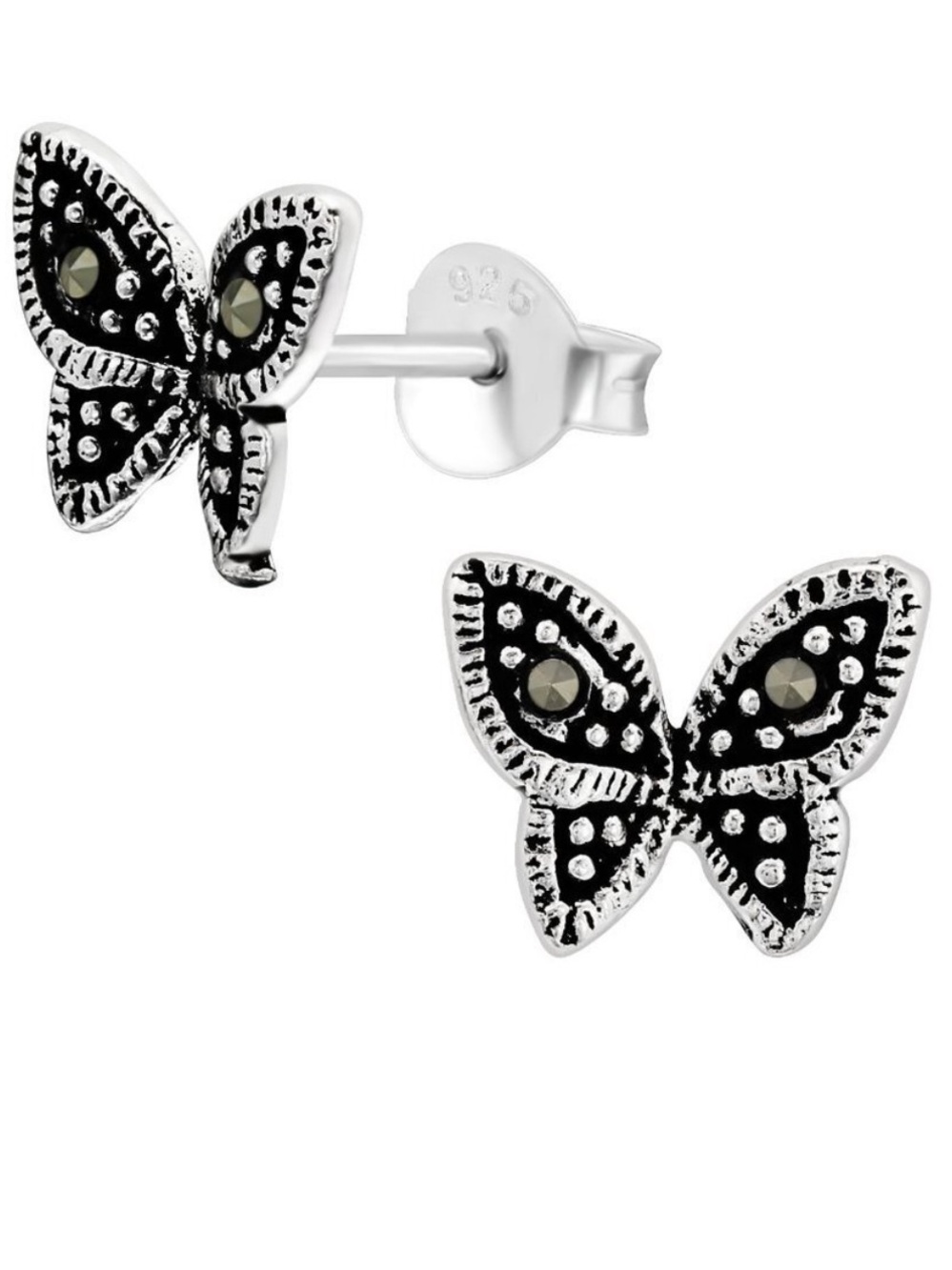 Sterling Silver Marcasite Butterfly Stud Earrings